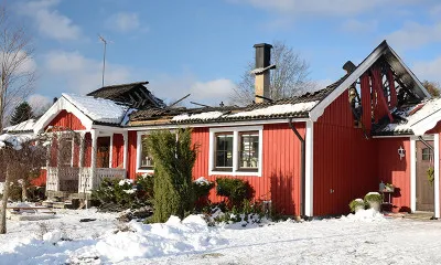Winter House Fire Damage 164026324